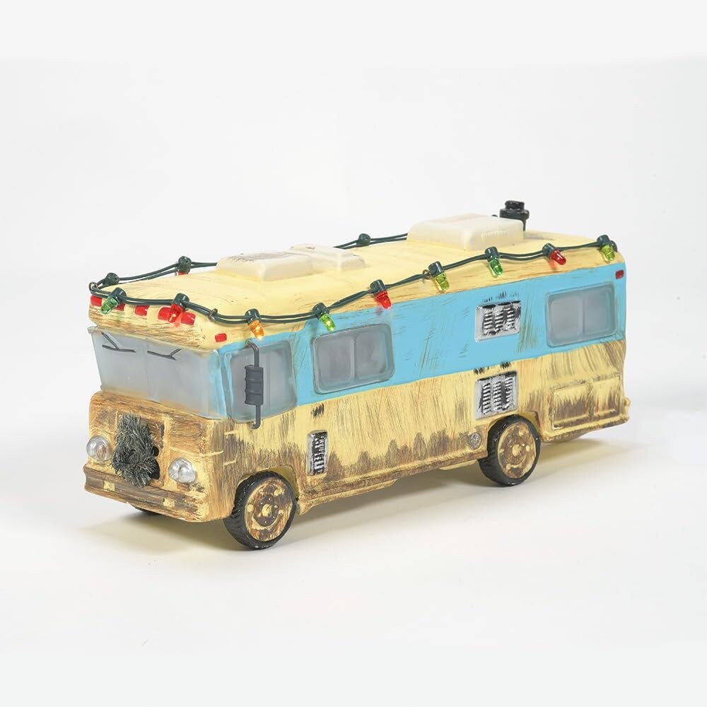 Snow Village National Lampoon's Christmas Vacation Cousin Eddie's RV Lit Figurine, 7.87 Inch, Multicolor - White
