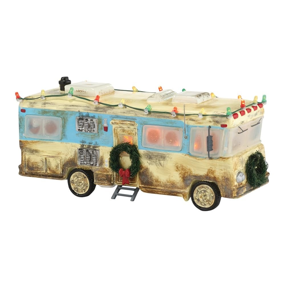 Snow Village National Lampoon's Christmas Vacation Cousin Eddie's RV Lit Figurine, 7.87 Inch, Multicolor - White