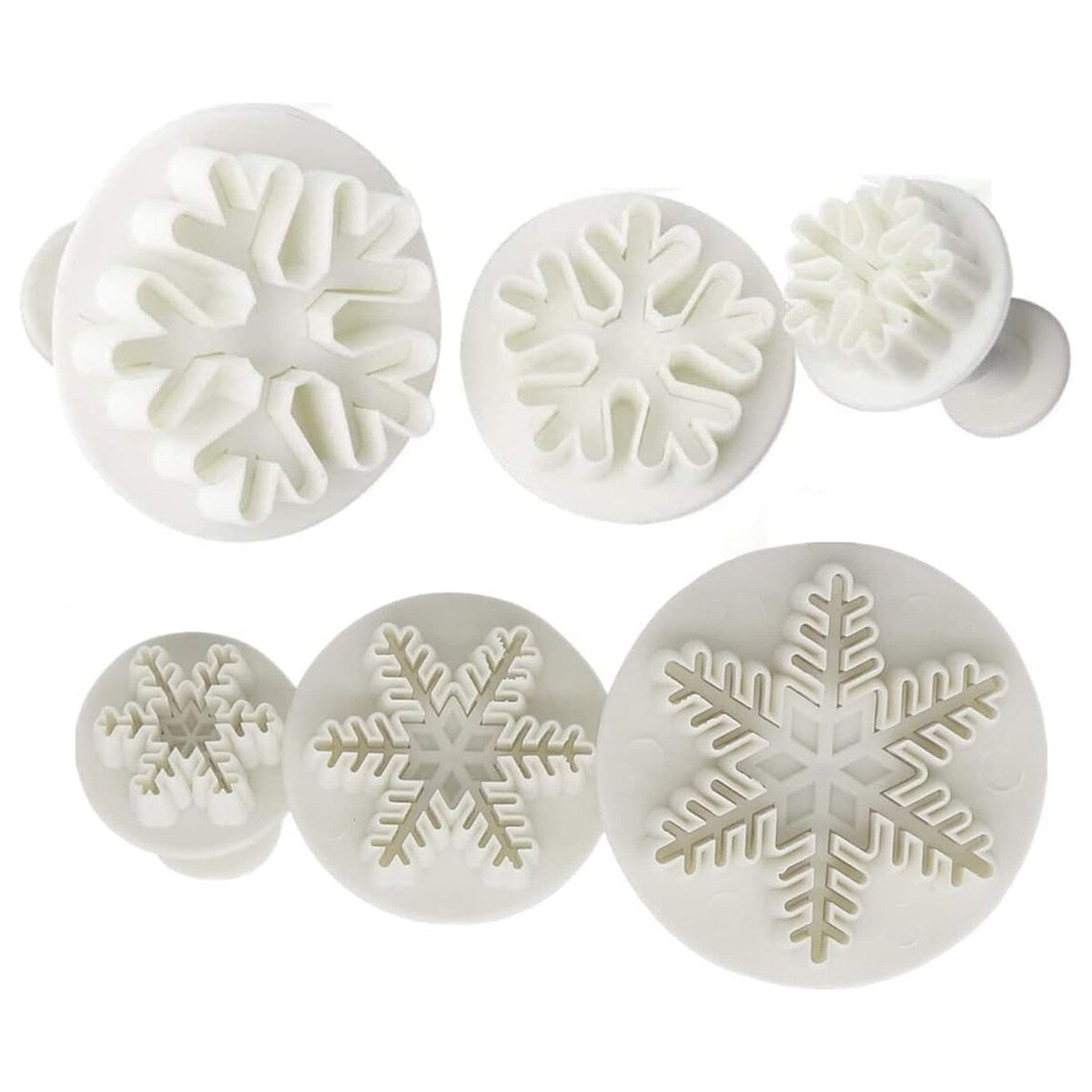 Snowflake Cookie Cutters With Plunger Stamps Embossing Tools set of 3
