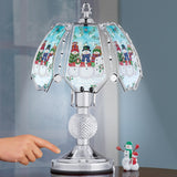 Snowman Trio Silver-tone On/Off Touch Lamp - Silver - 10.5 x 15.63 x 10.5