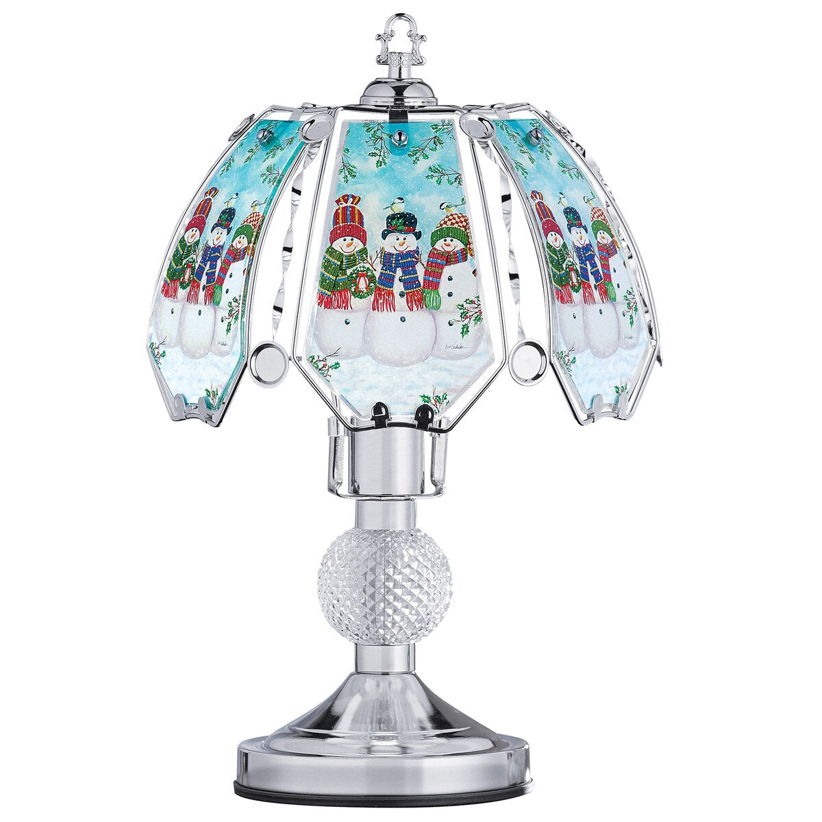 Snowman Trio Silver-tone On/Off Touch Lamp - Silver - 10.5 x 15.63 x 10.5