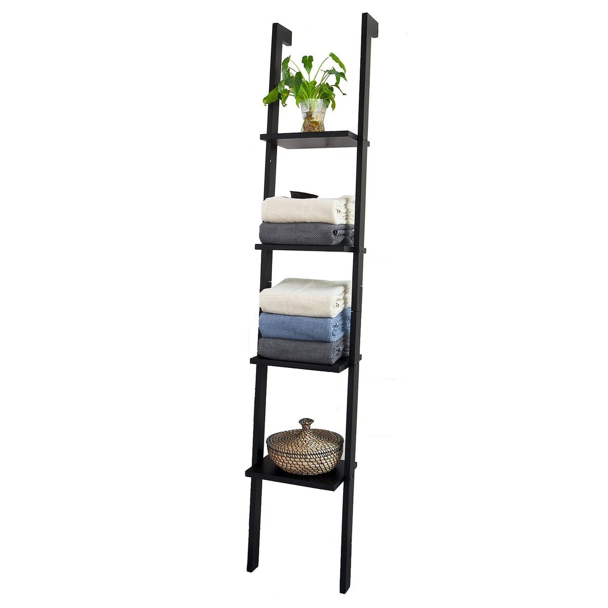 SoBuy FRG15-SCH, 4 Tiers Wall Shelf Ladder Shelf Stand Shelf Bookcase