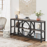 70.9-inche Sofa Console Table with Creative Metal Leg Design, 3 Tiers Narrow Long Accent Tables for Entryway