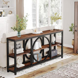 70.9-inche Sofa Console Table with Creative Metal Leg Design, 3 Tiers Narrow Long Accent Tables for Entryway