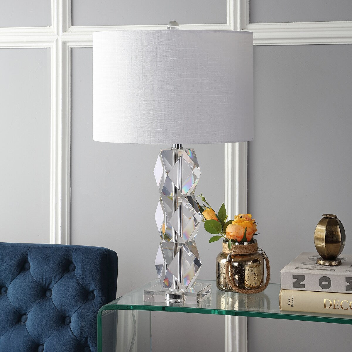 Sofia 26" Crystal LED Table Lamp, Clear by JONATHAN Y