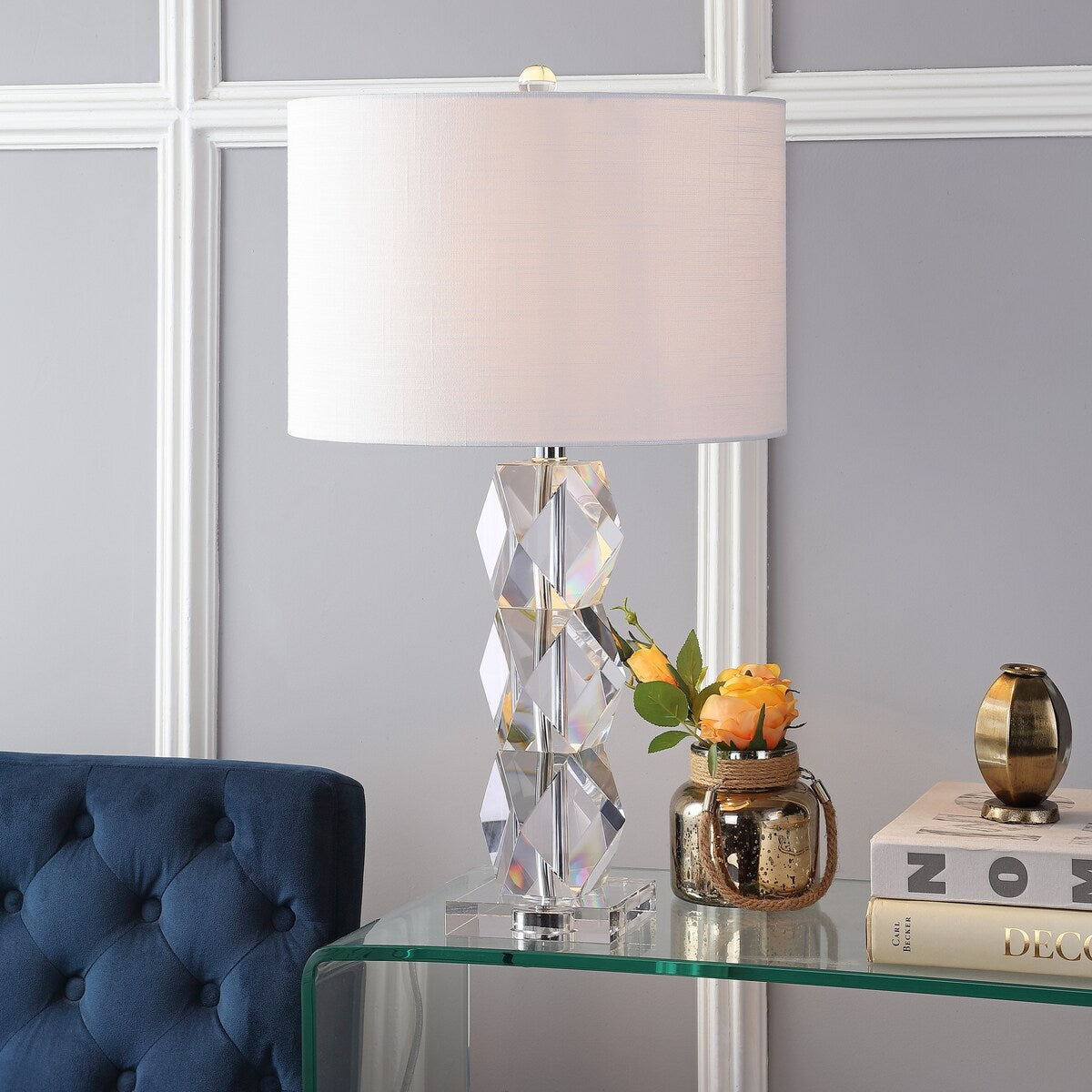 Sofia 26" Crystal LED Table Lamp, Clear by JONATHAN Y