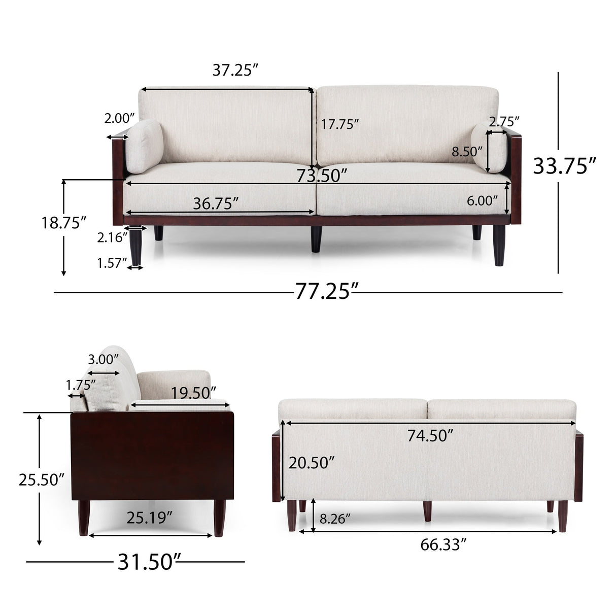 Sofia Upholstered 3-seater Sofa by Christopher Knight Home