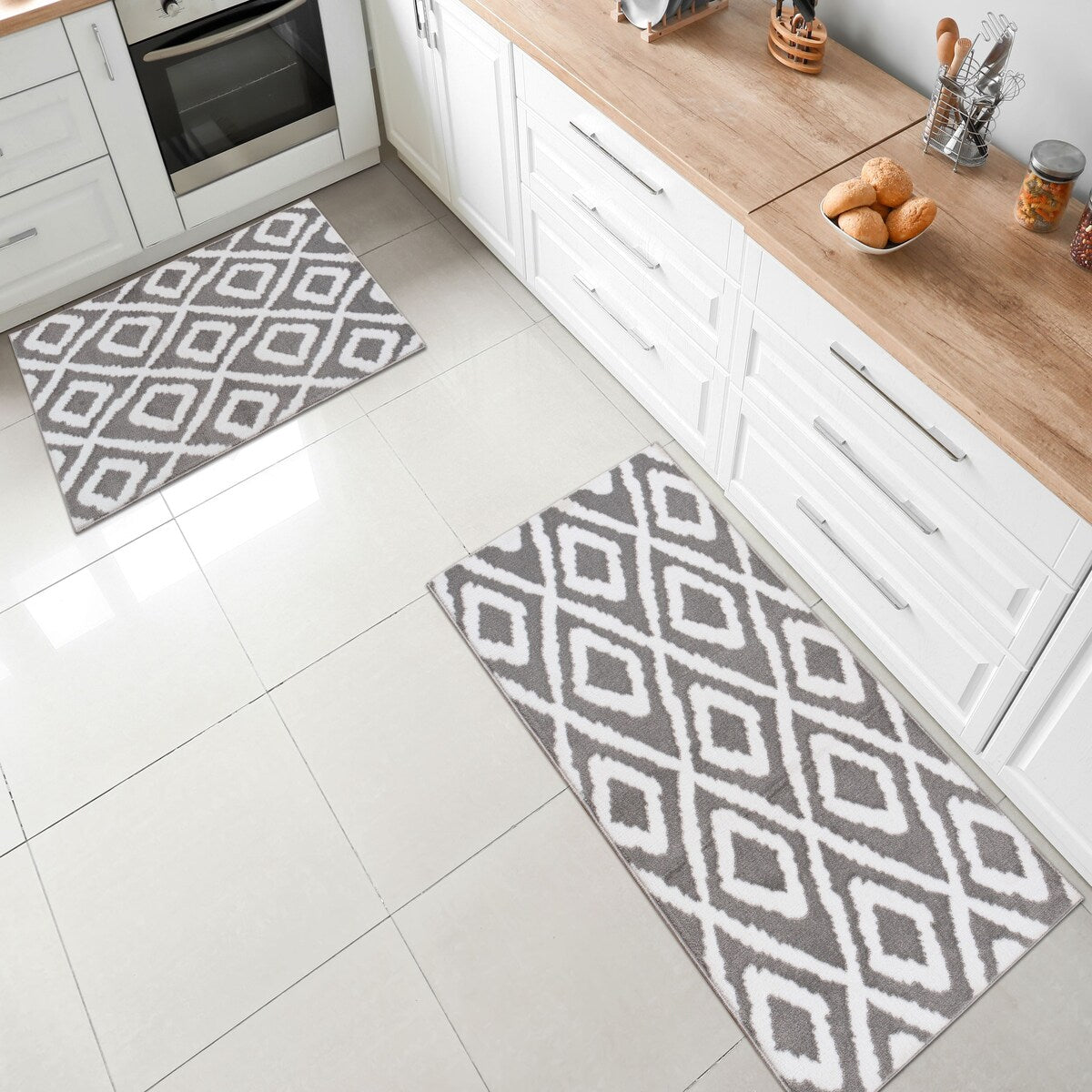 Sofihas 2 Piece Washable Kitchen Carpet Sets and Mats Non-Slip Rubber Backed