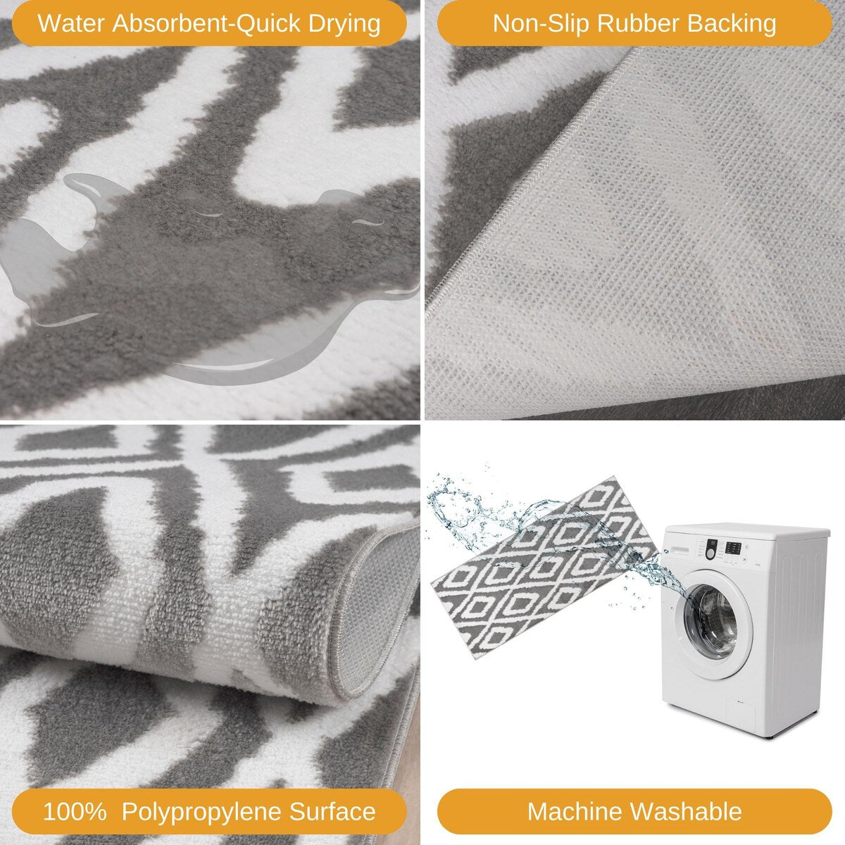 Sofihas 2 Piece Washable Kitchen Carpet Sets and Mats Non-Slip Rubber Backed