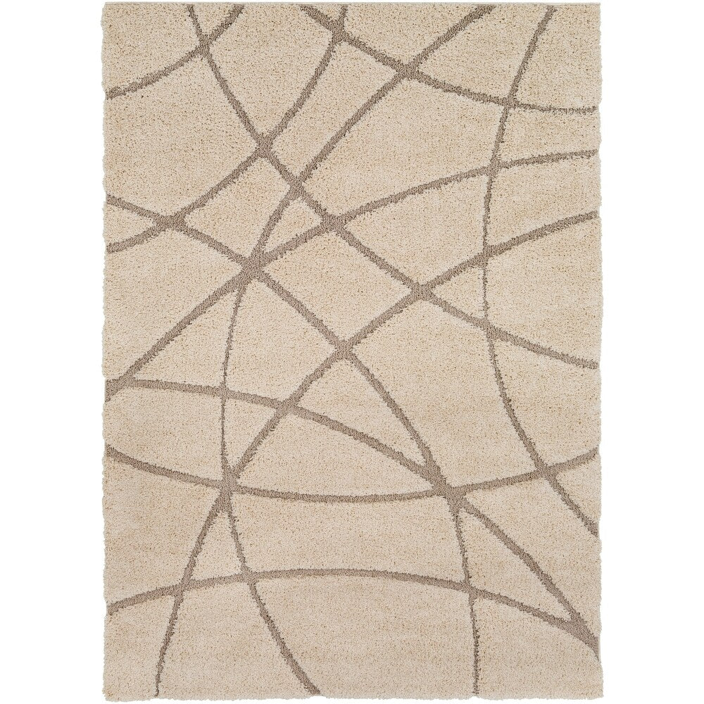 Soft Abstract Modern Shag Beige Area Rug - 7'10" x 10'3"