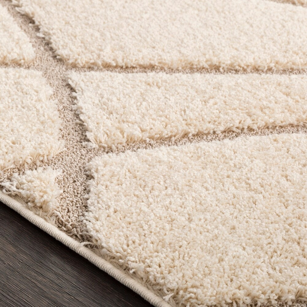 Soft Abstract Modern Shag Beige Area Rug - 7'10" x 10'3"