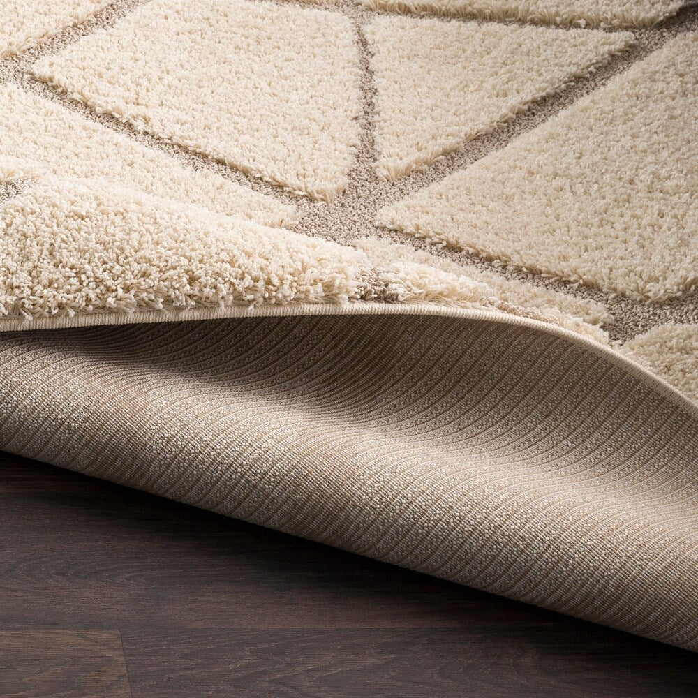 Soft Abstract Modern Shag Beige Area Rug - 7'10" x 10'3"
