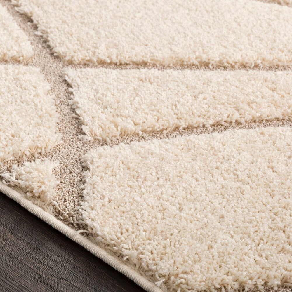 Soft Abstract Modern Shag Beige Area Rug - 7'10" x 10'3"