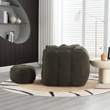Soft Bean Bag Chair With High Resilient Foam(Chips)For Living Room And Bedroom,Comfortable Square Lazy Sofa With Footstool