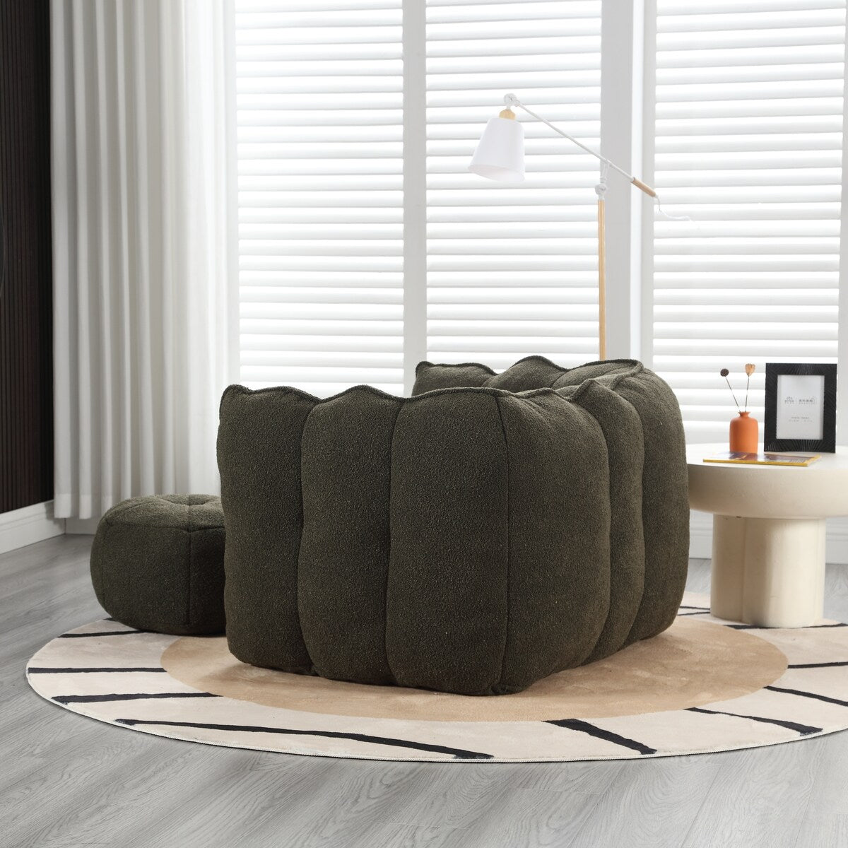 Soft Bean Bag Chair With High Resilient Foam(Chips)For Living Room And Bedroom,Comfortable Square Lazy Sofa With Footstool