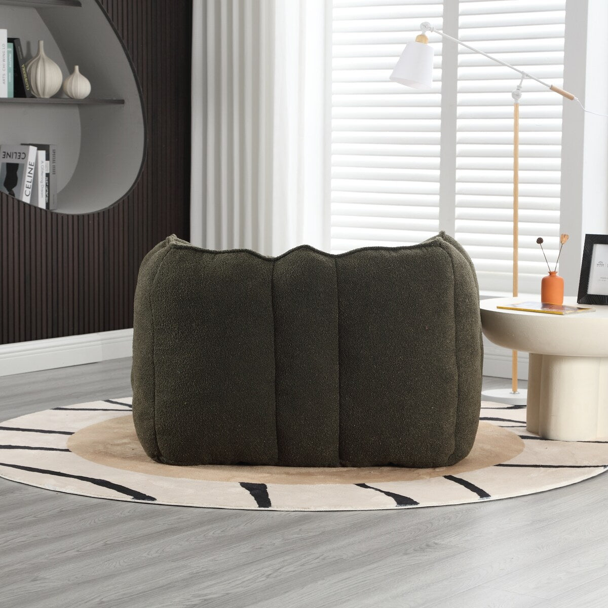 Soft Bean Bag Chair With High Resilient Foam(Chips)For Living Room And Bedroom,Comfortable Square Lazy Sofa With Footstool