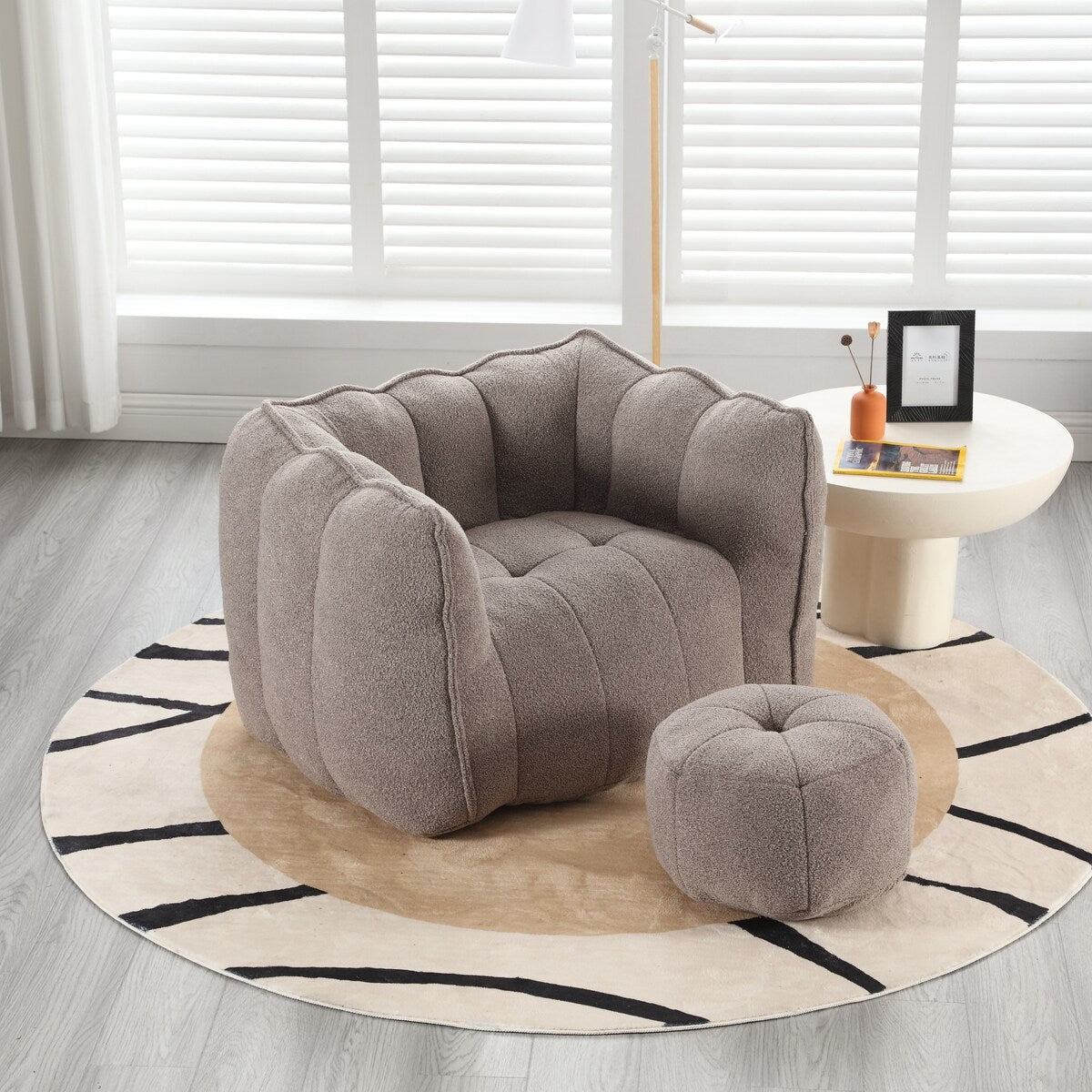Soft Bean Bag Chair for Living Room and Bedroom with High Resilience Foam (Chip), Comfortable Square Lazy Susans