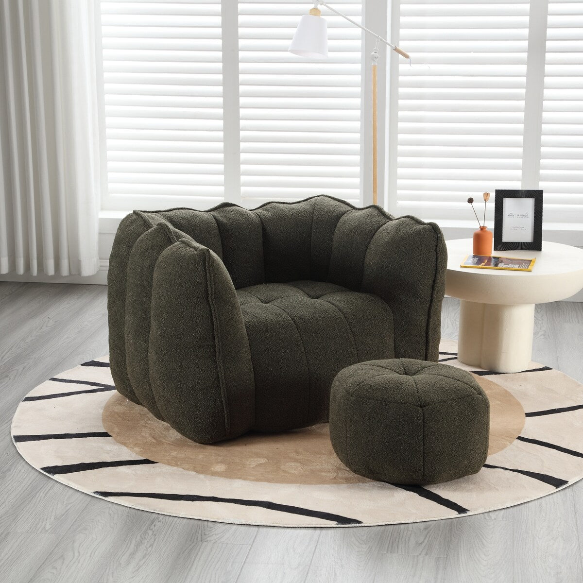 Soft Bean Bag Chair for Living Room and Bedroom with High Resilience Foam (Chip), Comfortable Square Lazy Susans