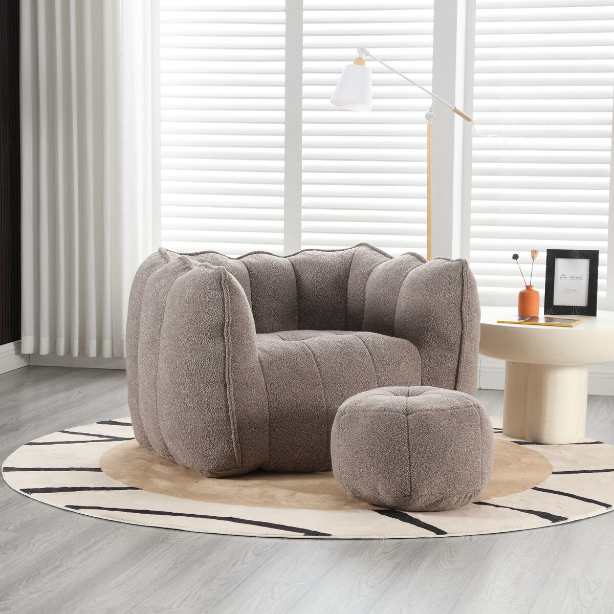 Soft Bean Bag Chair for Living Room and Bedroom with High Resilience Foam (Chip), Comfortable Square Lazy Susans