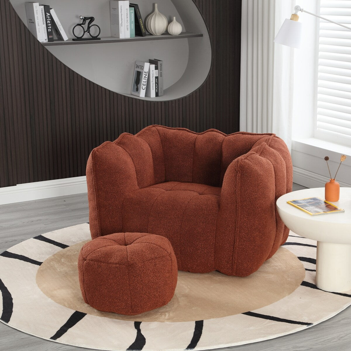 Soft Bean Bag Chair for Living Room and Bedroom with High Resilience Foam (Chip), Comfortable Square Lazy Susans