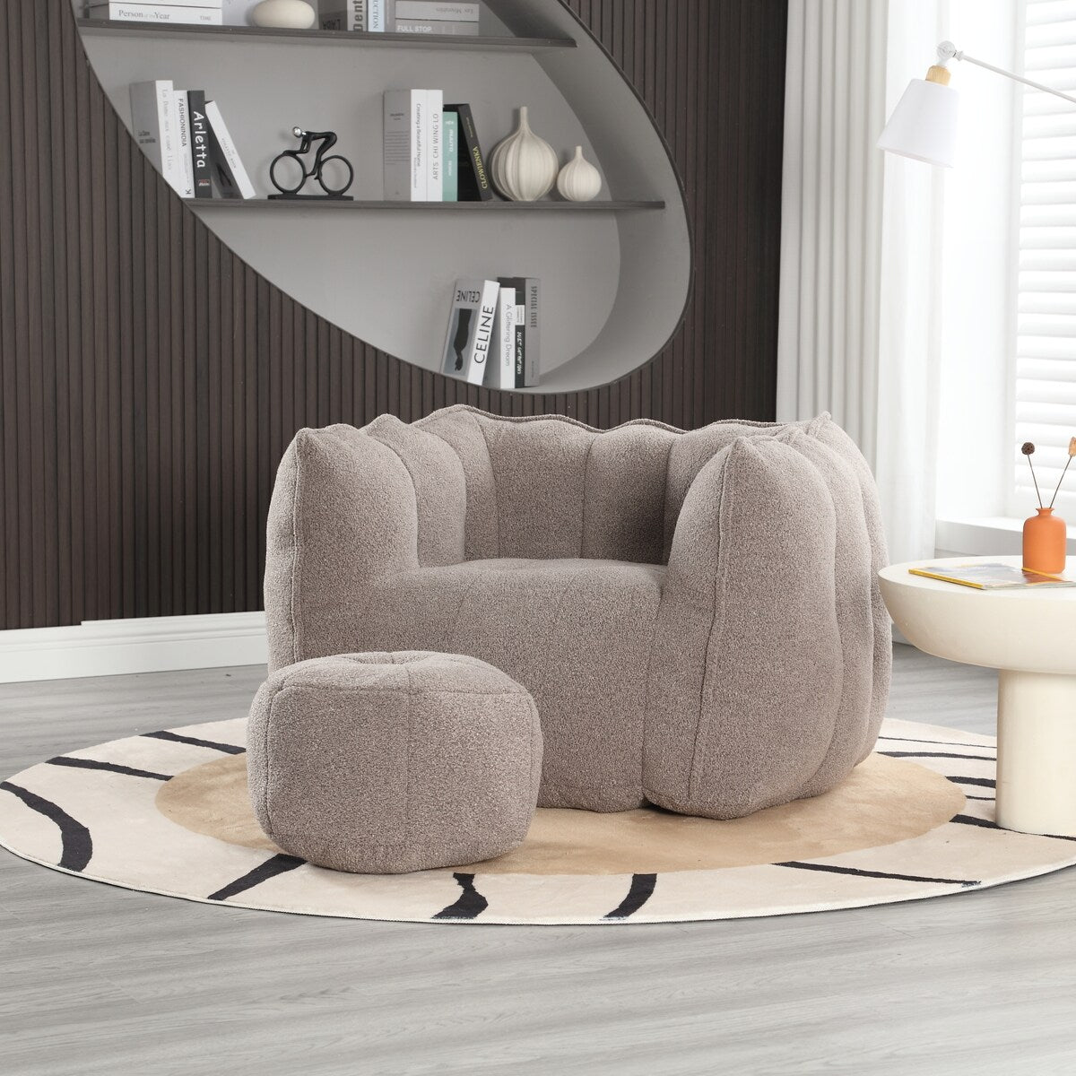 Soft Bean Bag Chair for Living Room and Bedroom with High Resilience Foam (Chip), Comfortable Square Lazy Susans