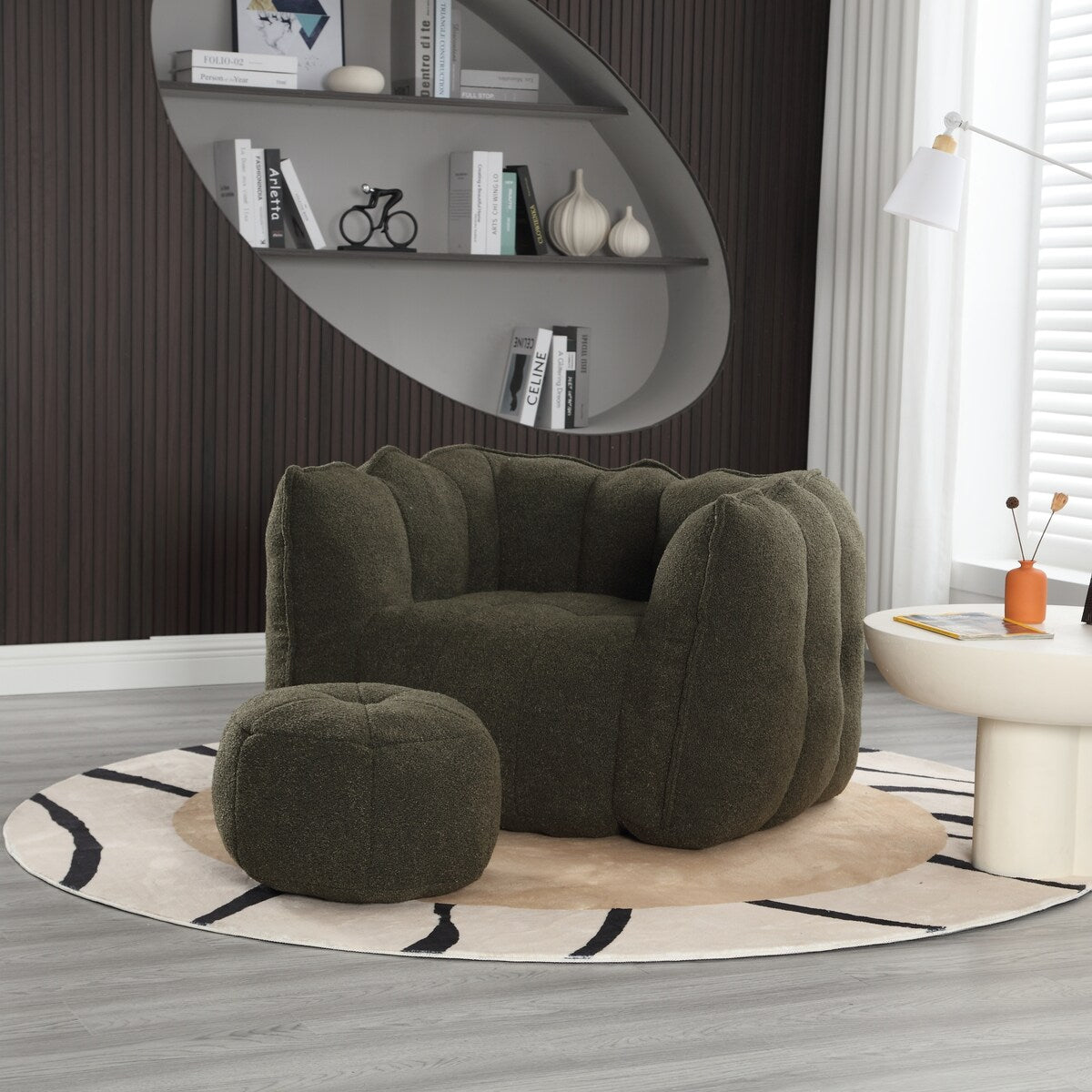 Soft Bean Bag Chair for Living Room and Bedroom with High Resilience Foam (Chip), Comfortable Square Lazy Susans