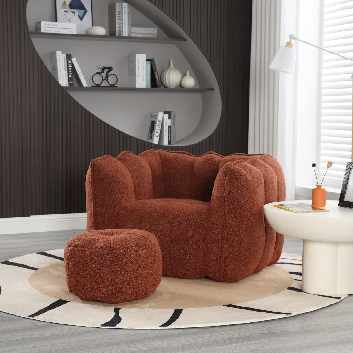 Soft Bean Bag Chair for Living Room and Bedroom with High Resilience Foam (Chip), Comfortable Square Lazy Susans