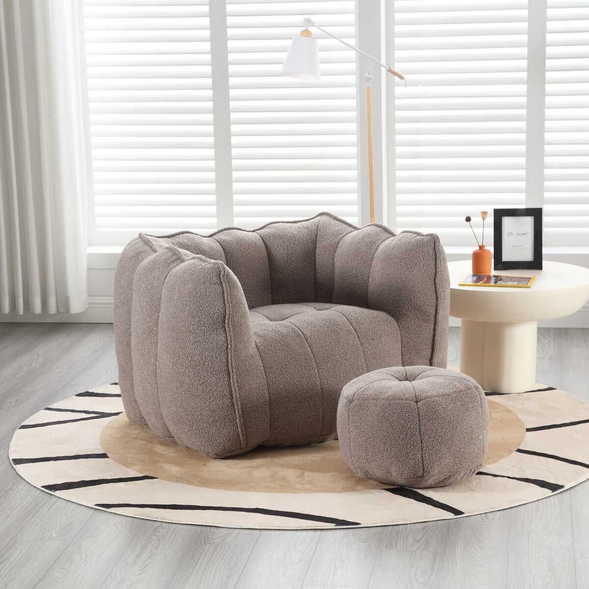 Soft Bean Bag Chair for Living Room and Bedroom with High Resilience Foam (Chip), Comfortable Square Lazy Susans