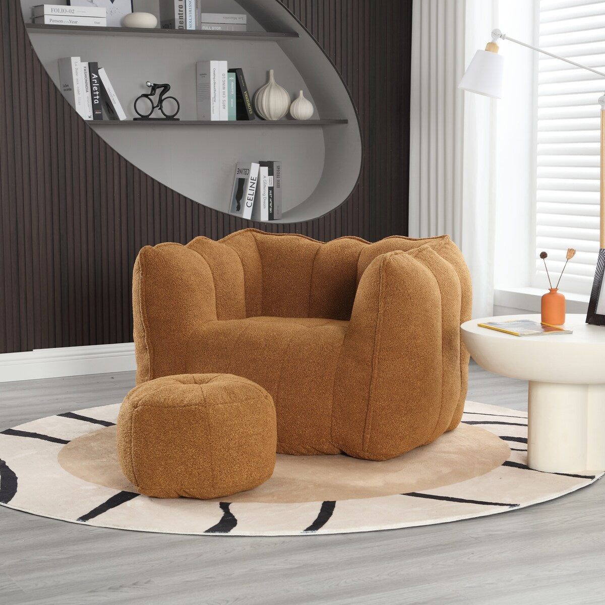 Soft Bean Bag Chair for Living Room and Bedroom with High Resilience Foam (Chip), Comfortable Square Lazy Susans