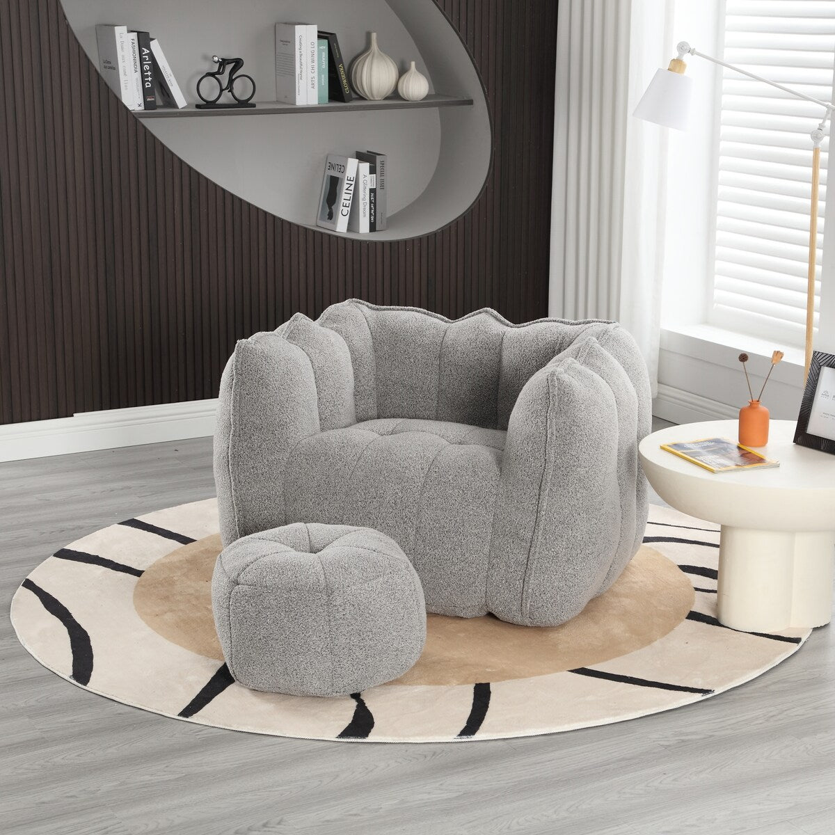 Soft Bean Bag Chair for Living Room and Bedroom with High Resilience Foam (Chip), Comfortable Square Lazy Susans