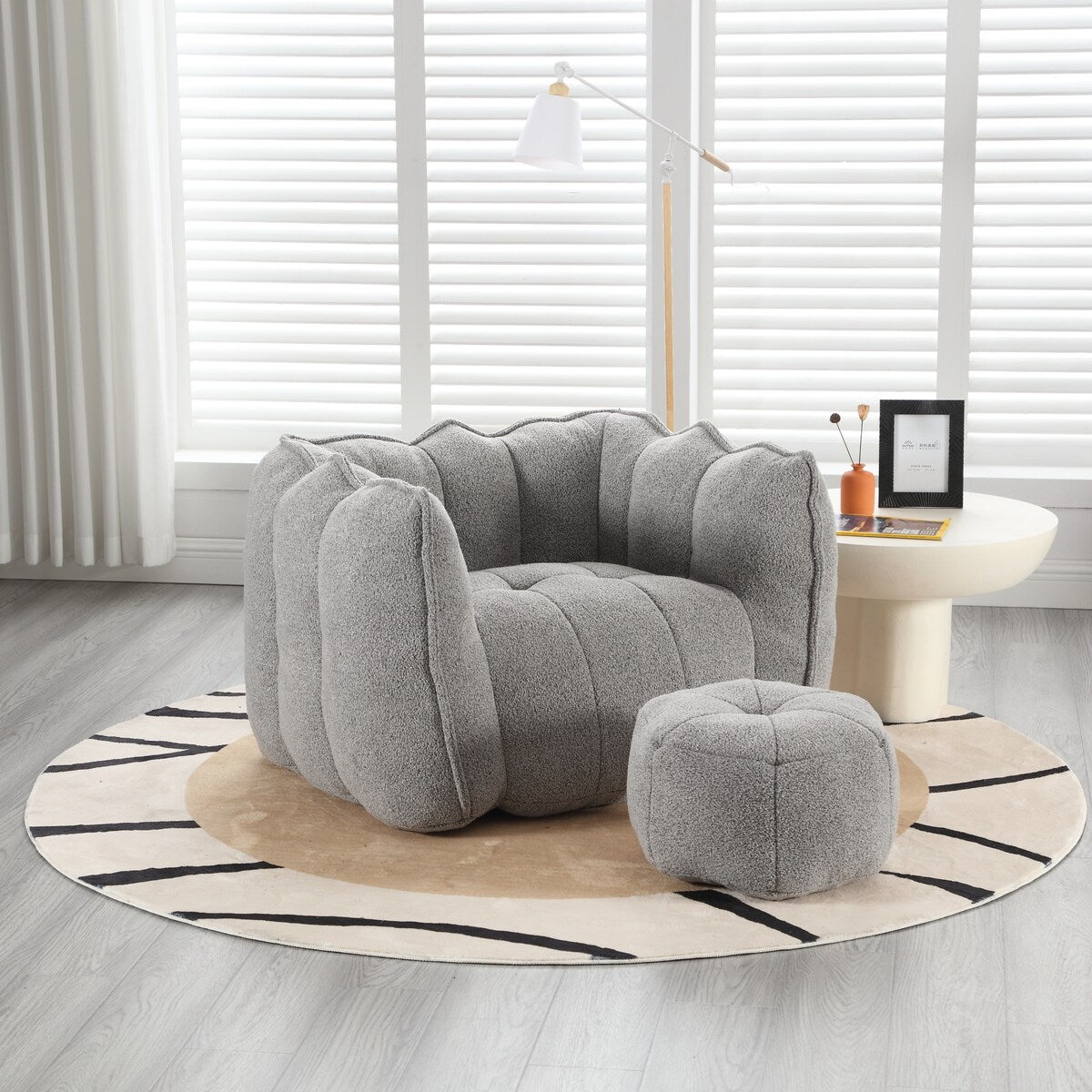 Soft Bean Bag Chair for Living Room and Bedroom with High Resilience Foam (Chip), Comfortable Square Lazy Susans
