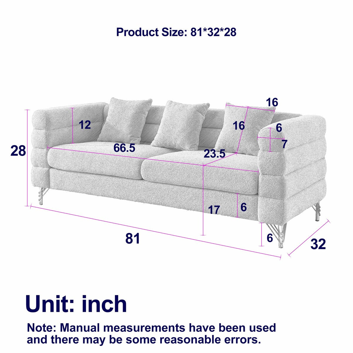 Soft Sitting with 3 Pillows for Living Room, Bedroom, Office