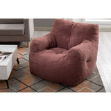 Soft Tufted Foam Bean Bag Chair With Teddy Fabric Bean Paste Red