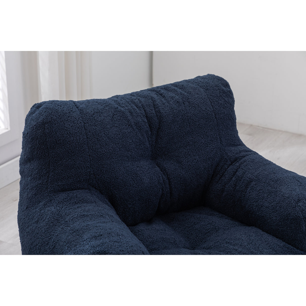 Soft Tufted Foam Bean Bag Chair With Teddy Fabric