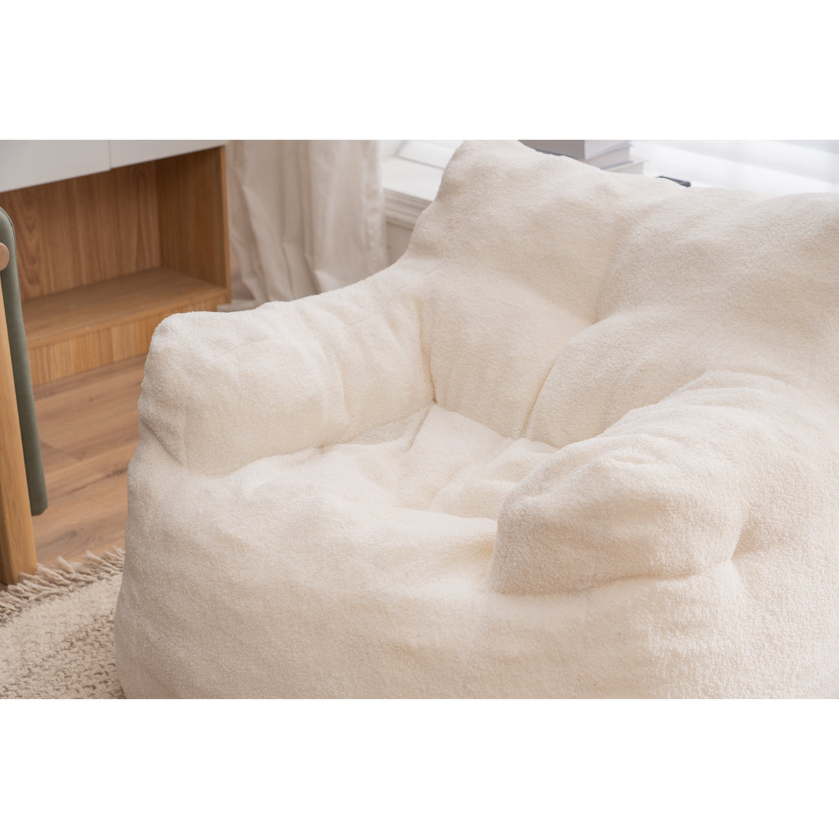Soft Tufted foam bean bag chair with Teddy fabric