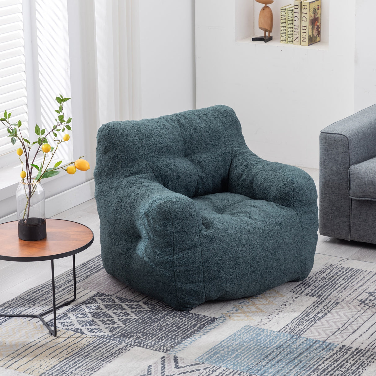 Soft Tufted foam bean bag chair with Teddy fabric