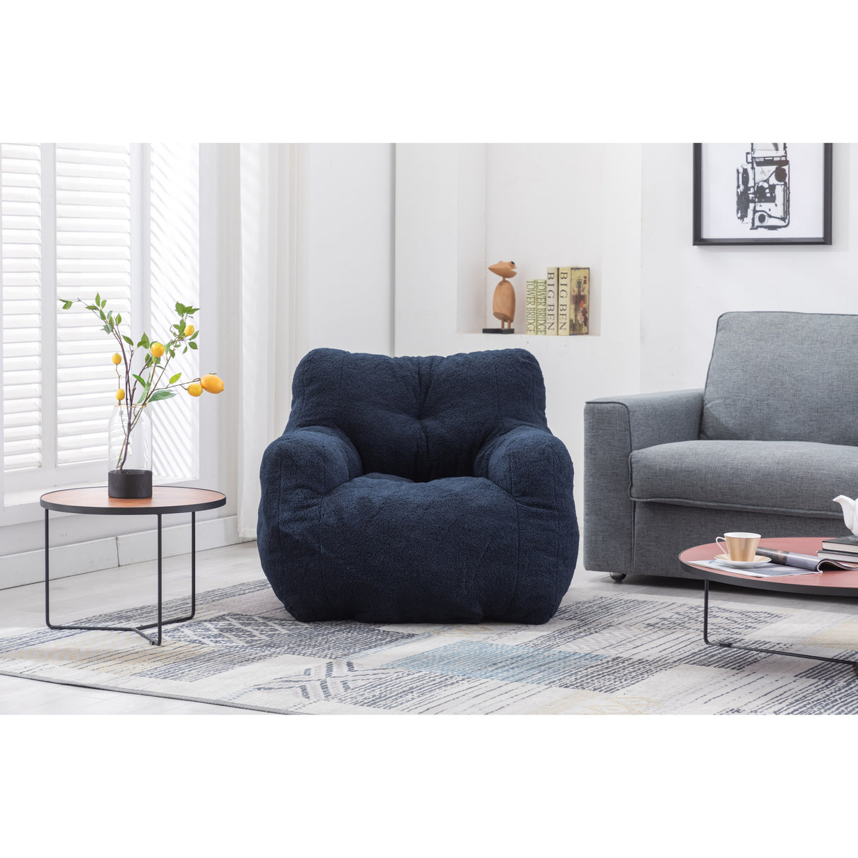 Soft Tufted foam bean bag chair with Teddy fabric