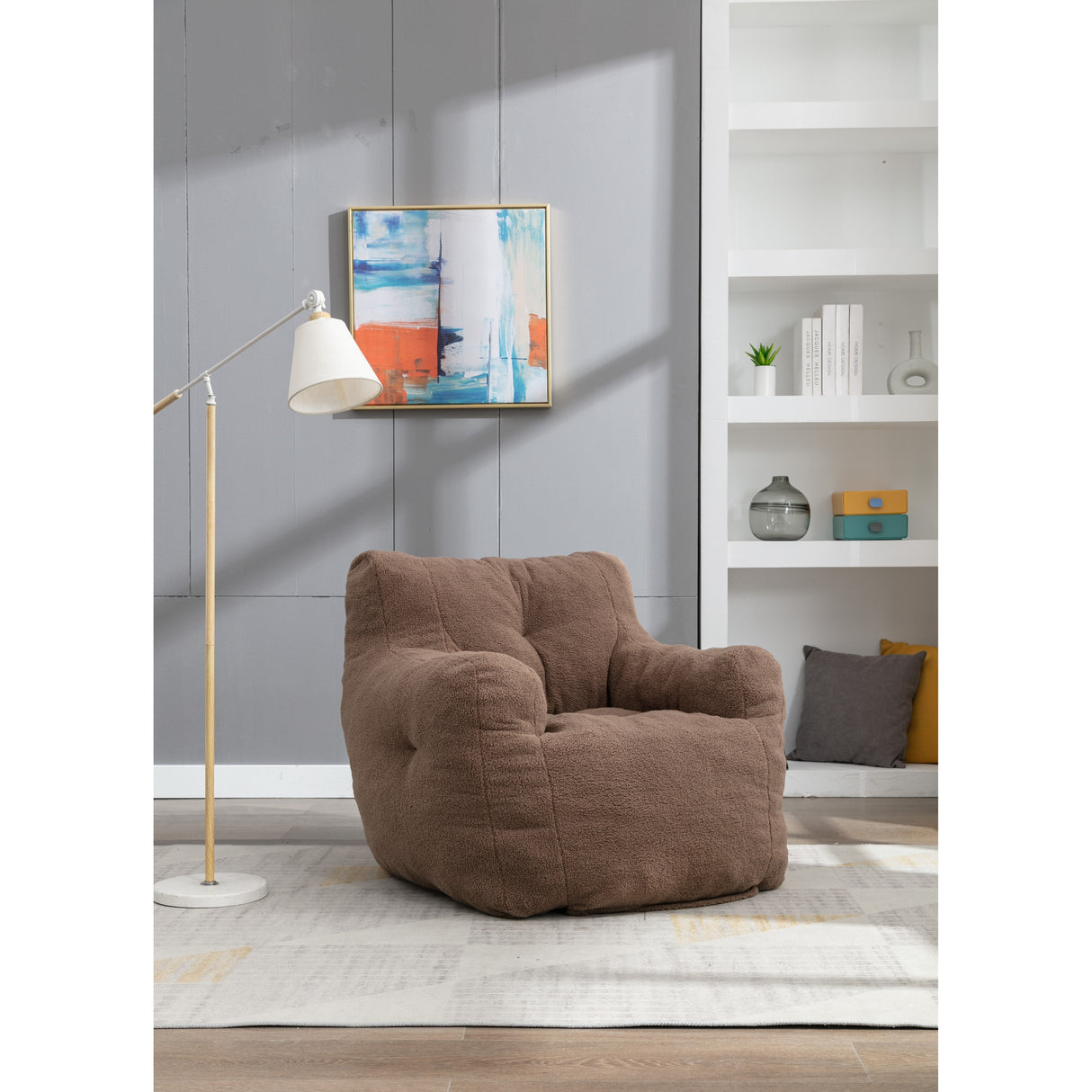 Soft Tufted foam bean bag chair with Teddy fabric