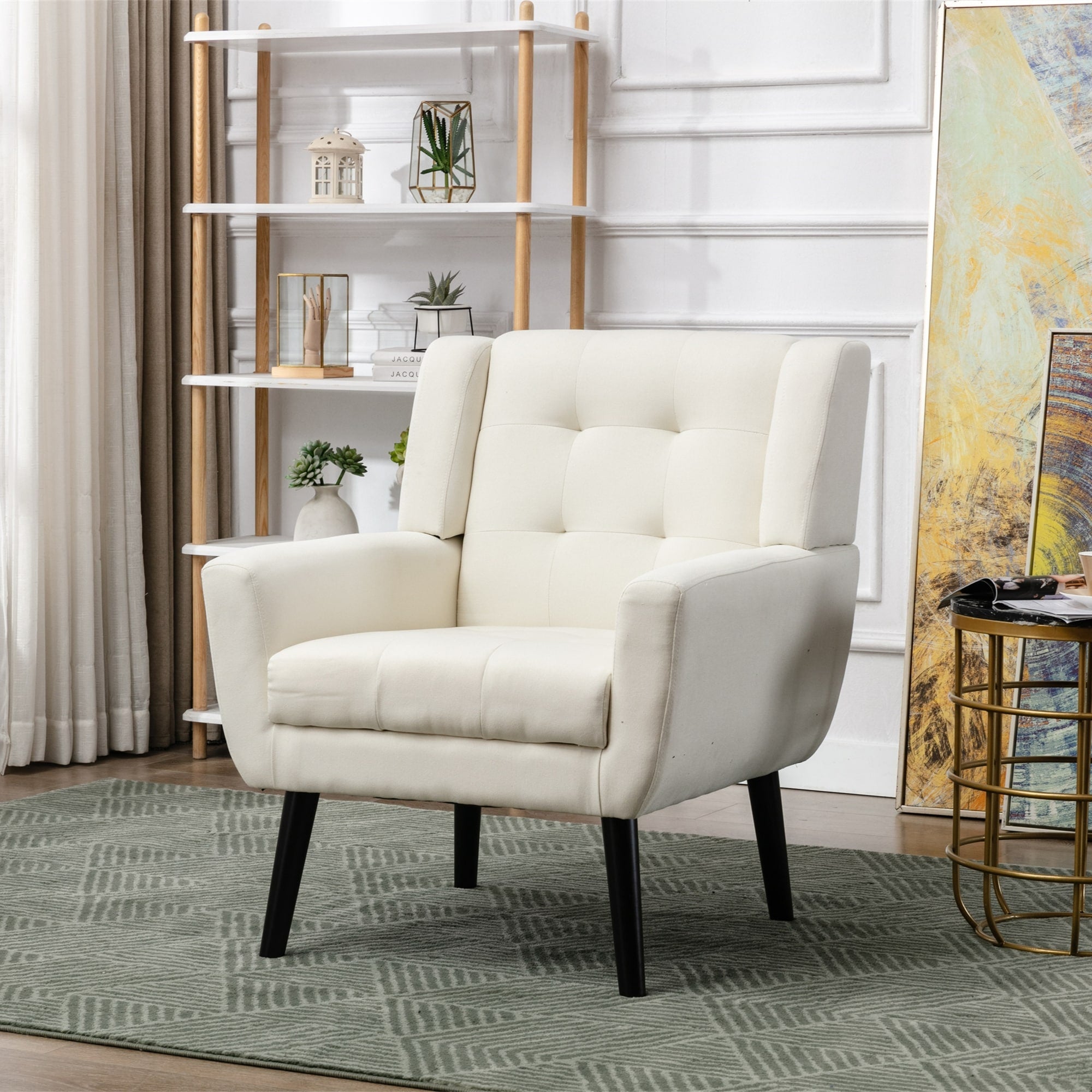 Soft Velvet Padded Seat Ergonomics Accent Chair Living Room Chair Bedr Overstock