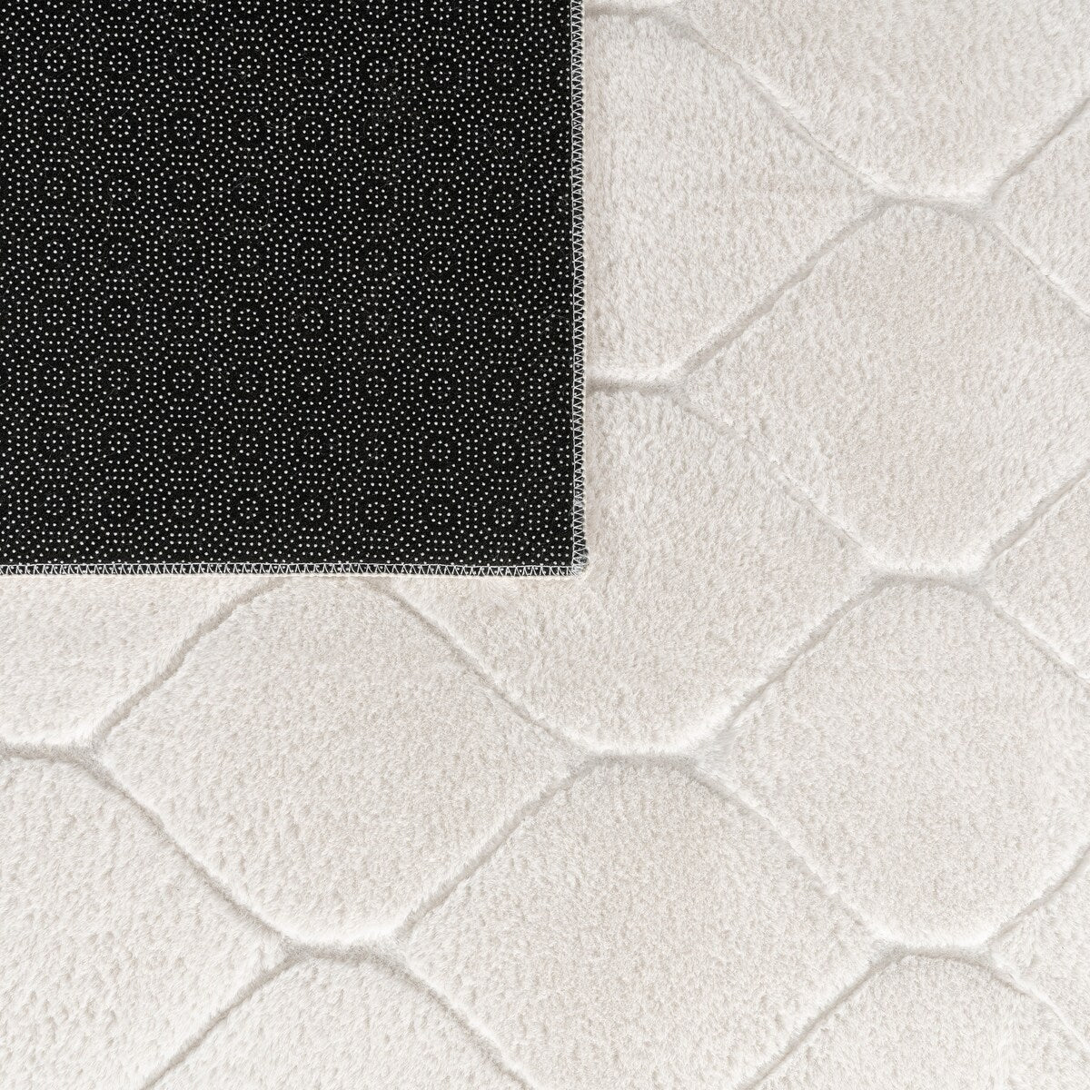 Soft Washable Area Rug with Diamond High-Low Effect
