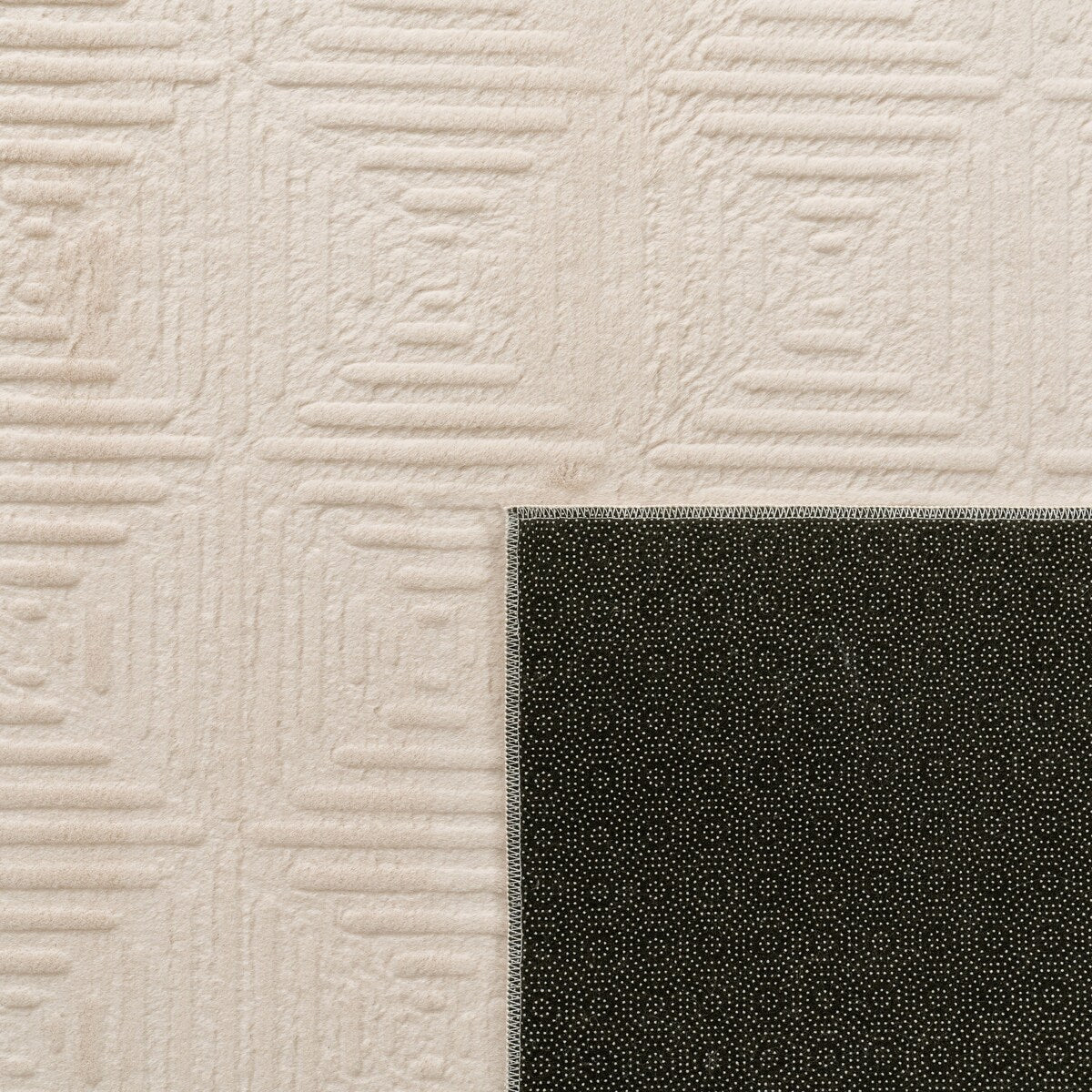 Soft Washable Area Rug with Geometric High-Low Effect