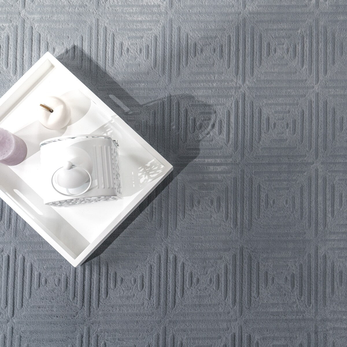 Soft Washable Area Rug with Geometric High-Low Effect