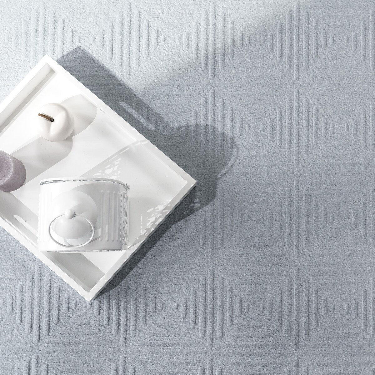 Soft Washable Area Rug with Geometric High-Low Effect