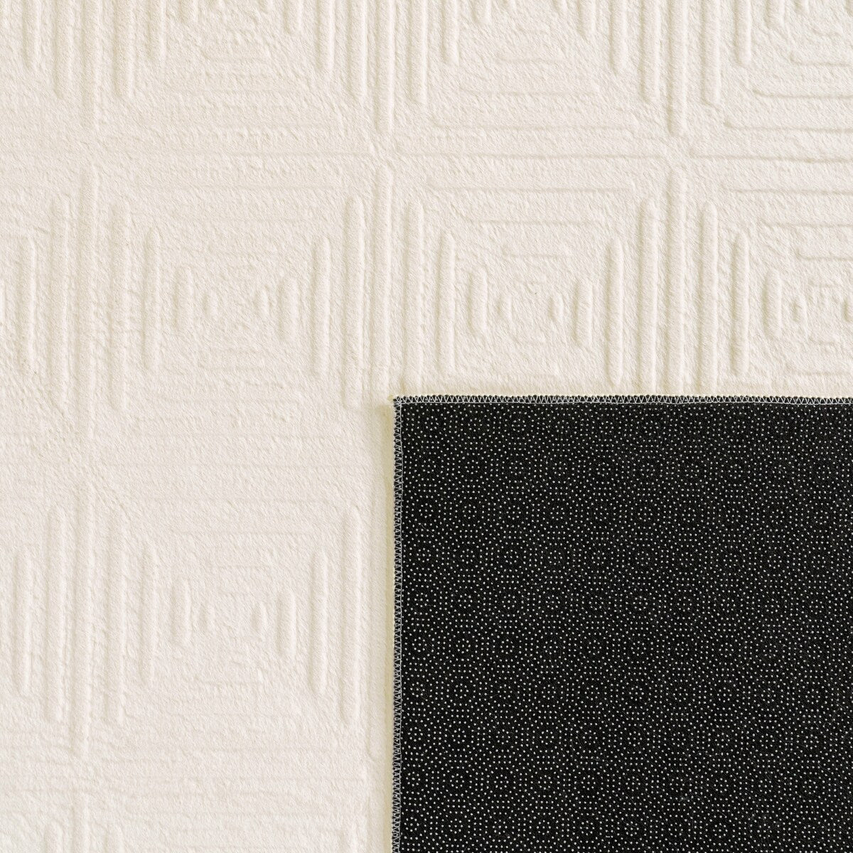 Soft Washable Area Rug with Geometric High-Low Effect