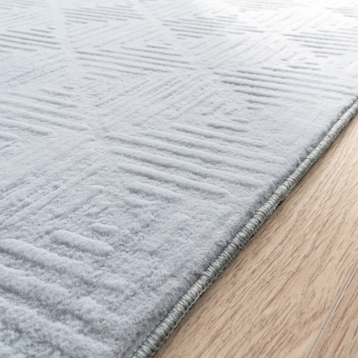 Soft Washable Area Rug with Geometric High-Low Effect
