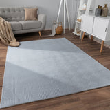 Soft Washable Area Rug with Geometric High-Low Effect