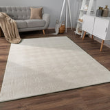 Soft Washable Area Rug with Geometric High-Low Effect