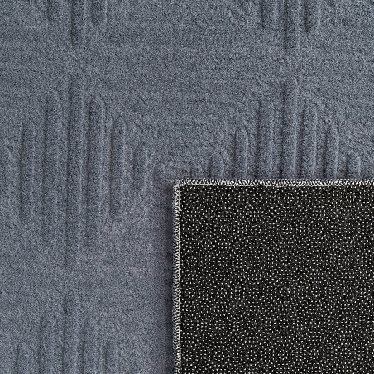 Soft Washable Area Rug with Geometric High-Low Effect