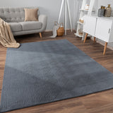 Soft Washable Area Rug with Geometric High-Low Effect
