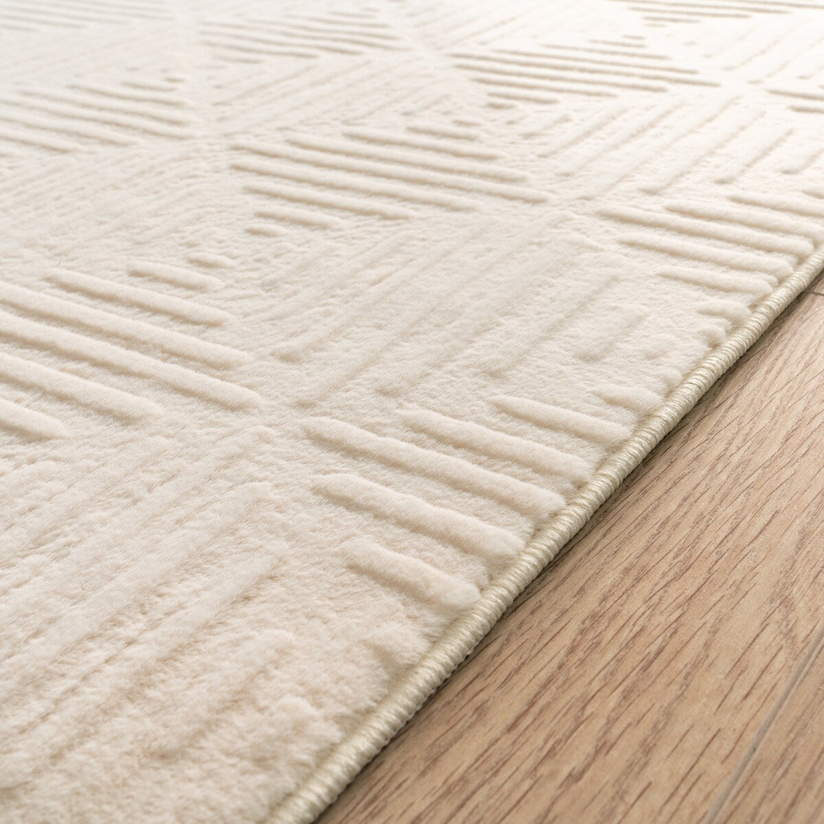 Soft Washable Area Rug with Geometric High-Low Effect